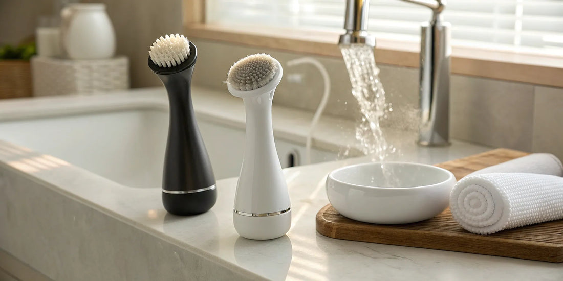 A collection of facial brush devices for acne-prone skin.