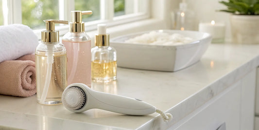 A facial cleansing brush and cleanser bundle for a complete skincare routine.