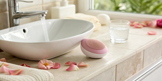 A facial cleansing brush offering skincare benefits like a deeper clean and gentle exfoliation.