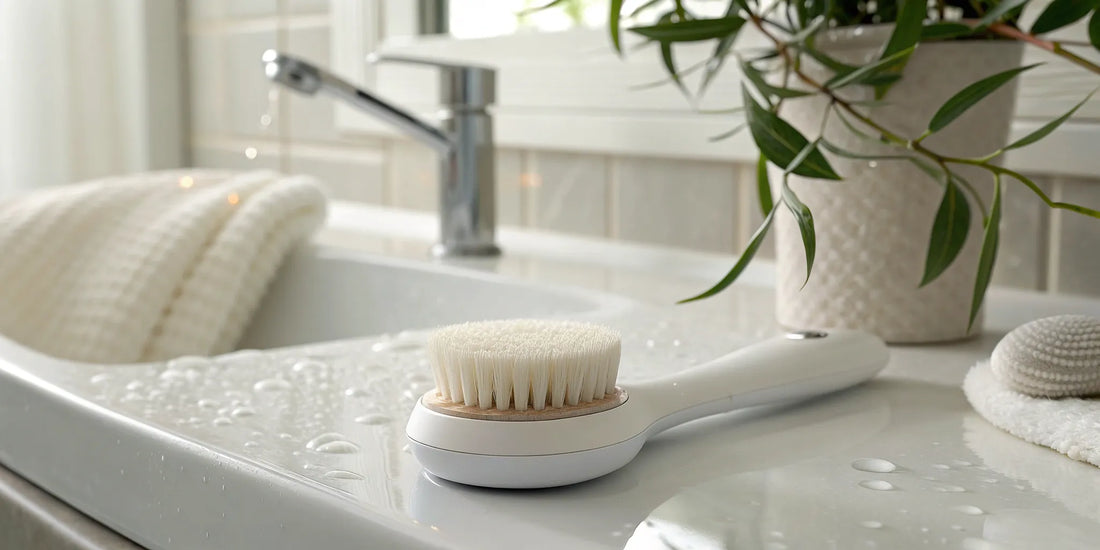 A facial cleansing brush for gently clearing acne-prone skin.