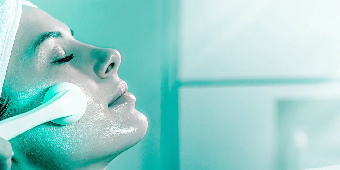 Woman's face being cleansed with a gentle face wash for clean and hydrated skin.